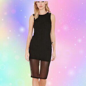 Black Mesh Overlay Midi Dress for Women, Size S